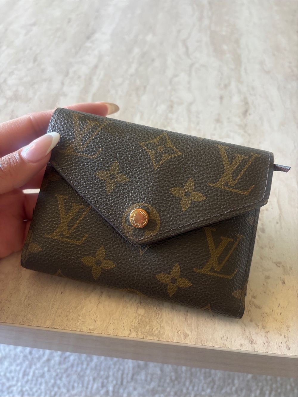 Monogram Envelope Wallet - Brown & Gold